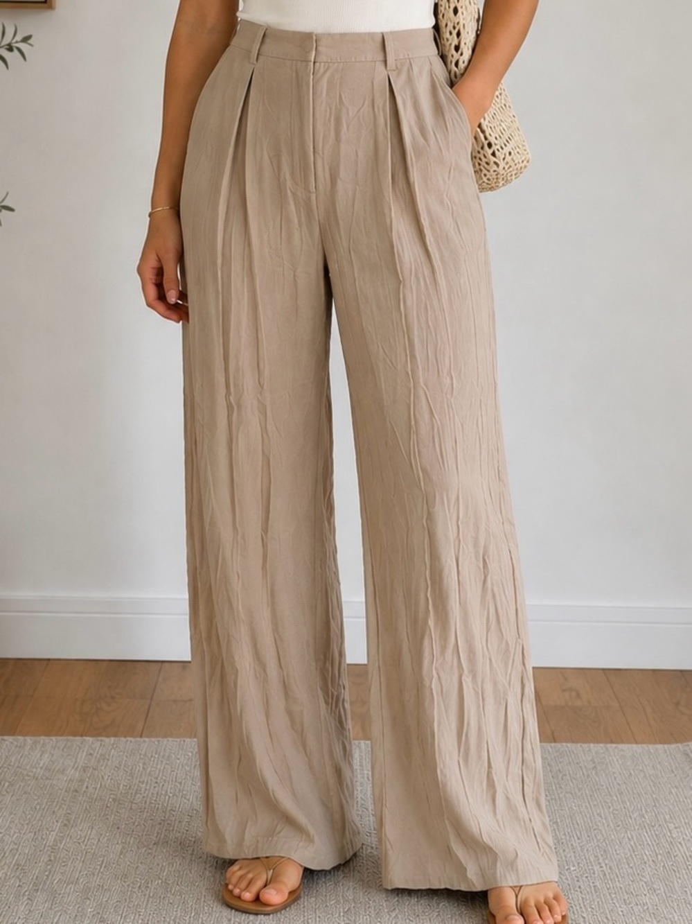 ZARA Women’s Linen Wide Leg Trouser Pants Size XS